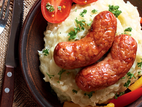 Chorizo BBQ con Puré de Papas