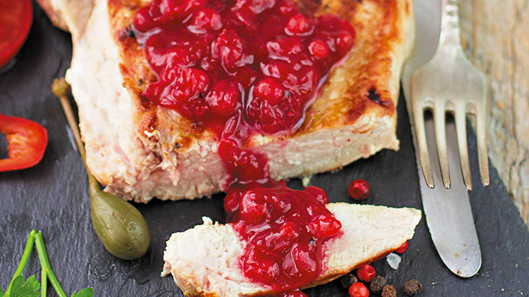 Chuleta de Cerdo en Salsa de Frutilla