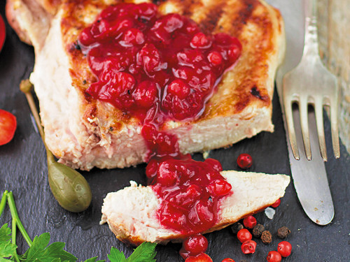 Chuleta de Cerdo en Salsa de Frutilla