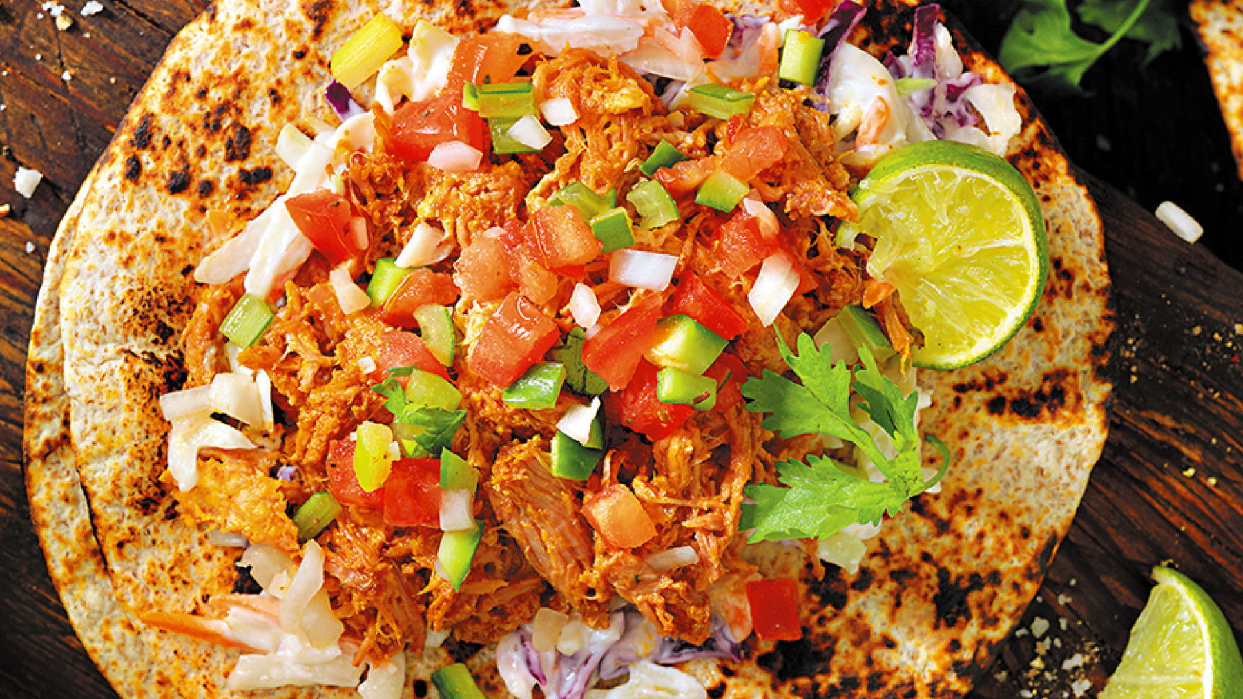 Pico de Gallo con Pierna o Fajitas al Pastor