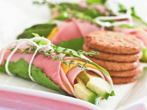 Wraps de Arúgula con Jamón y Queso