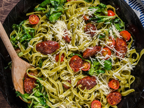 Ensalada de Pasta Tibia con Salchicha