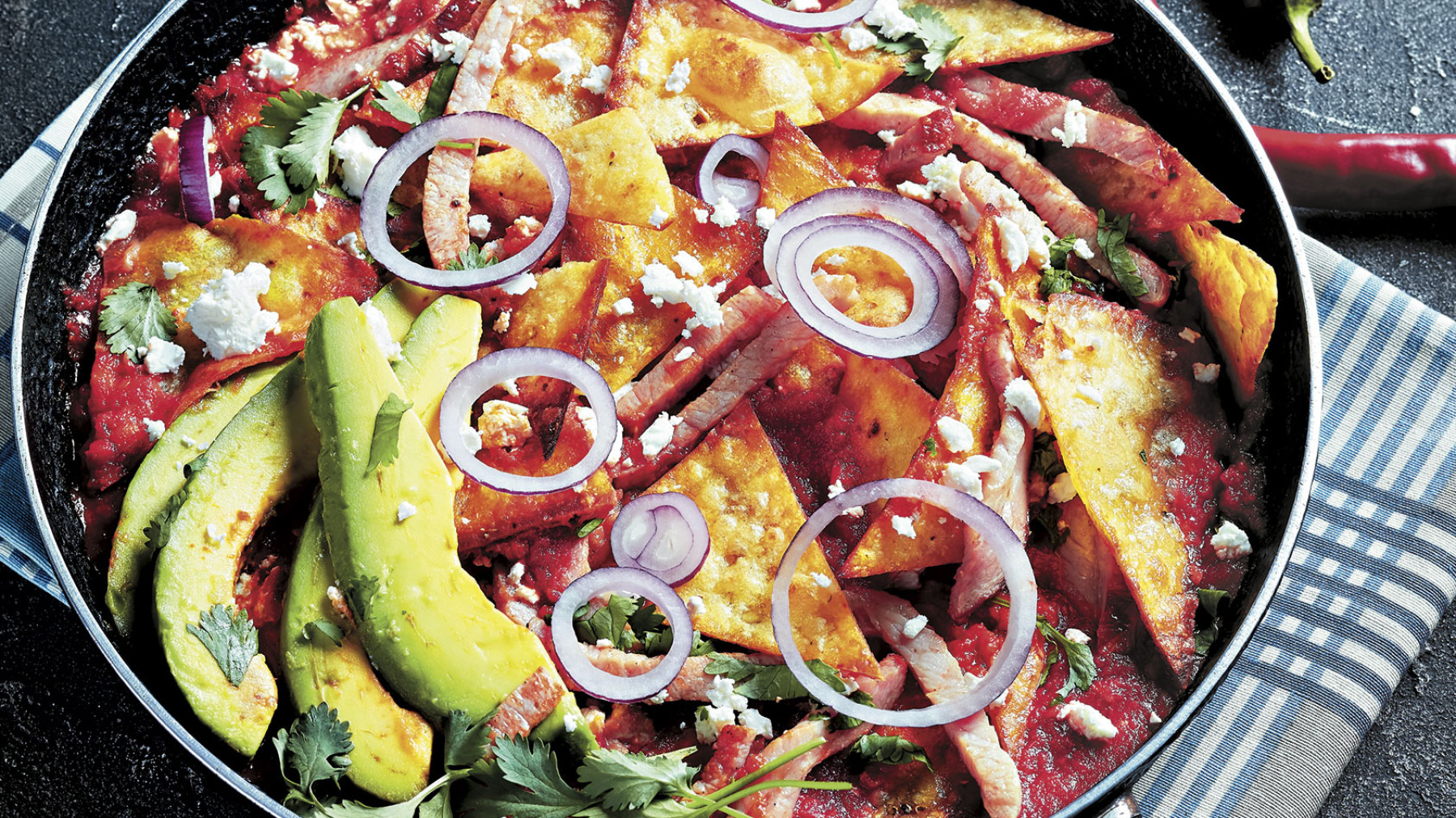 Chilaquiles con jamón