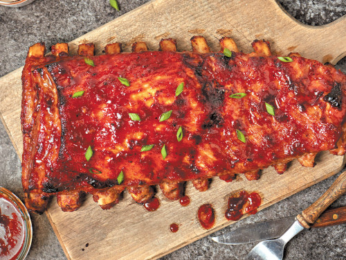 Costilla de cerdo St. Louis con cerveza y jengibre