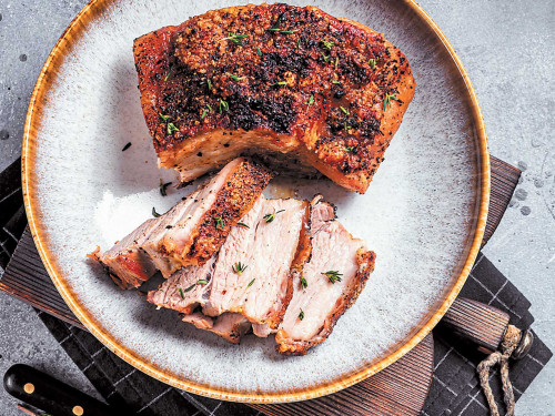 Pork belly al grill en marinado filipino