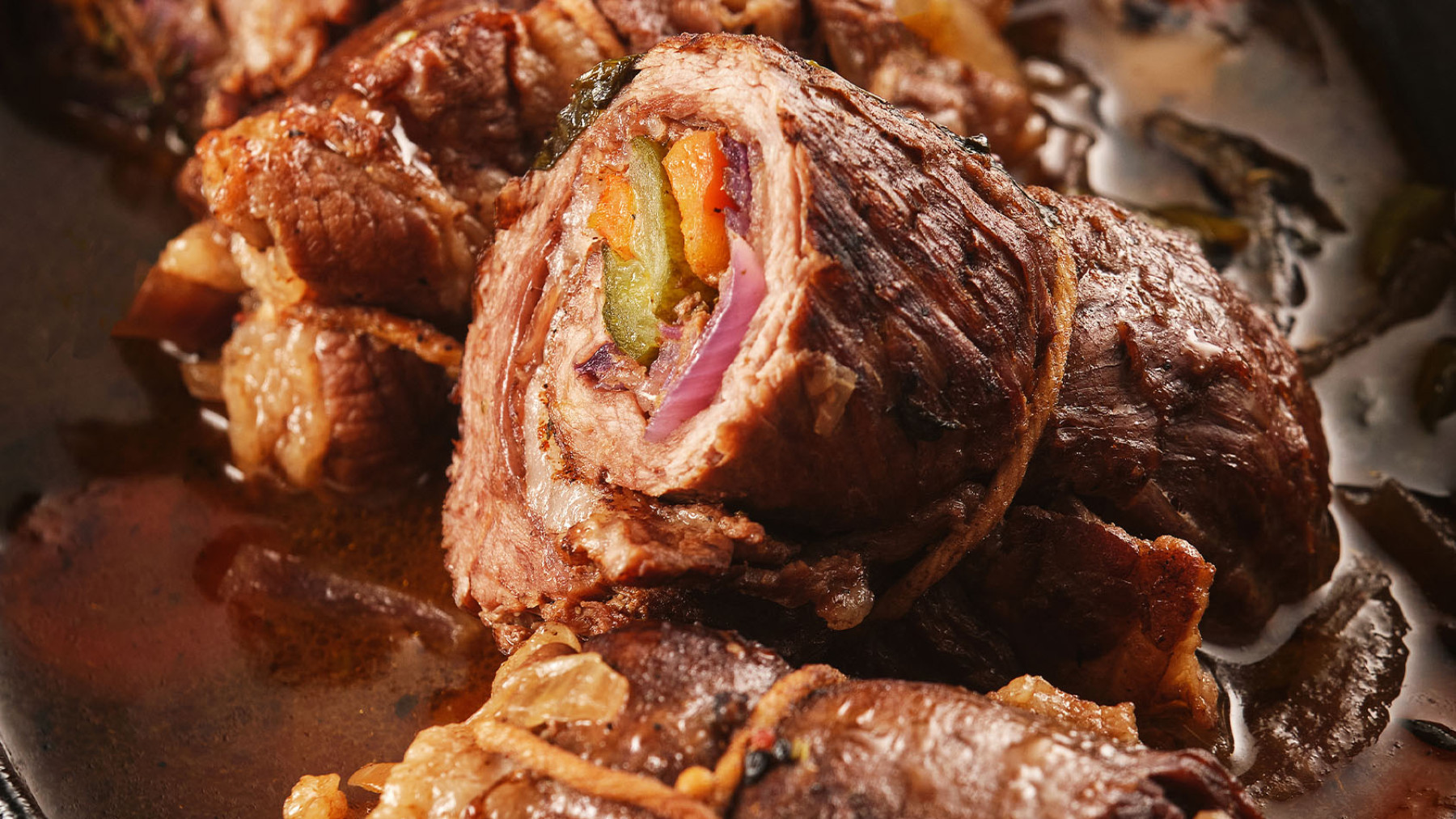 Rollos de Carne de Res para bistec rellenos de vegetales