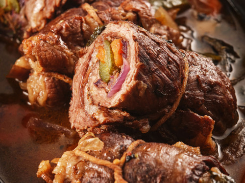 Rollos de Carne de Res para bistec rellenos de vegetales
