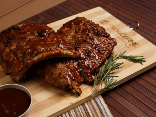 Costillas Baby back ribs con salsa de cola